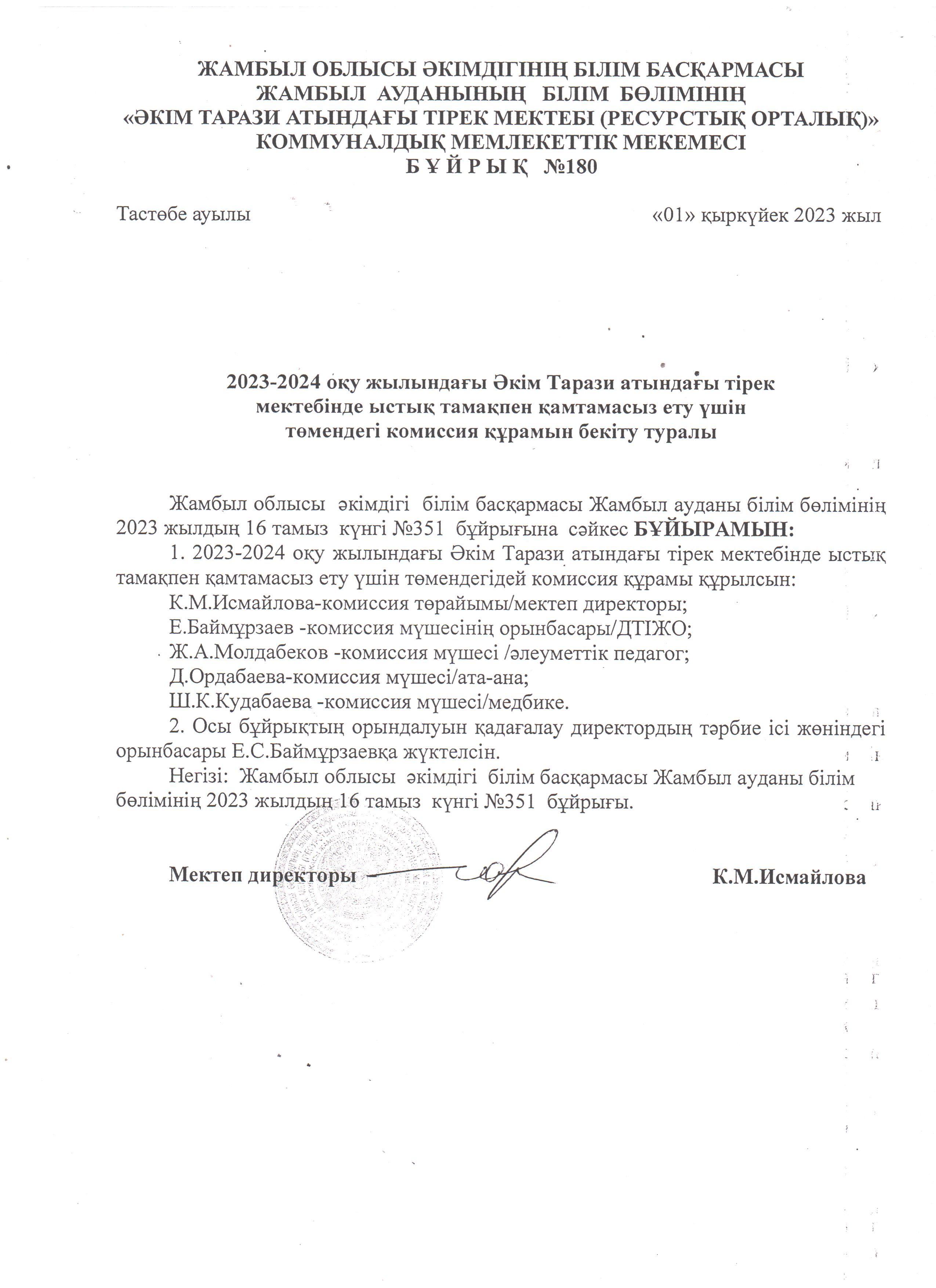 Ыстық тамақ комиссия құрамы