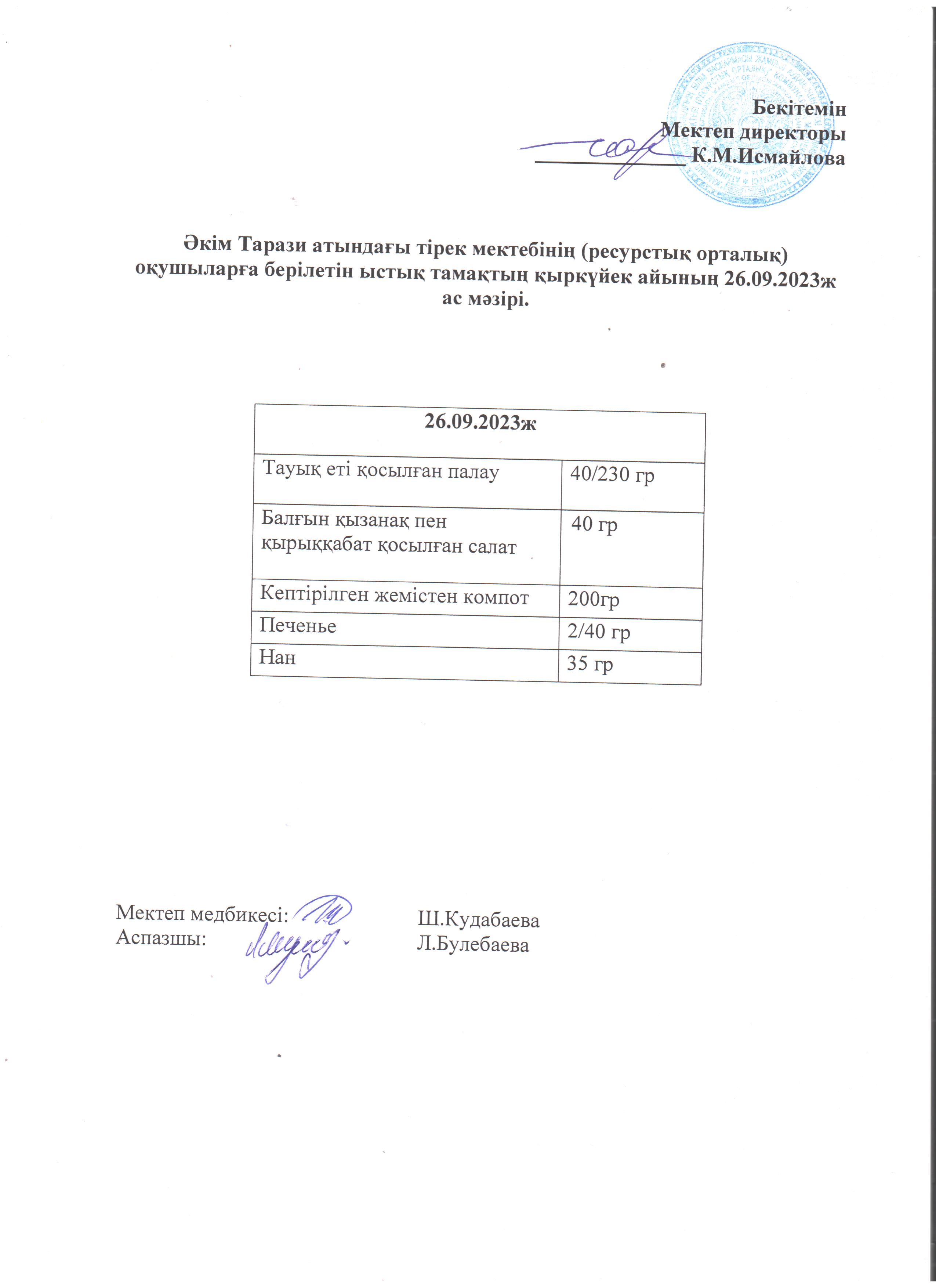Ас мәзірі 26.09.2023ж