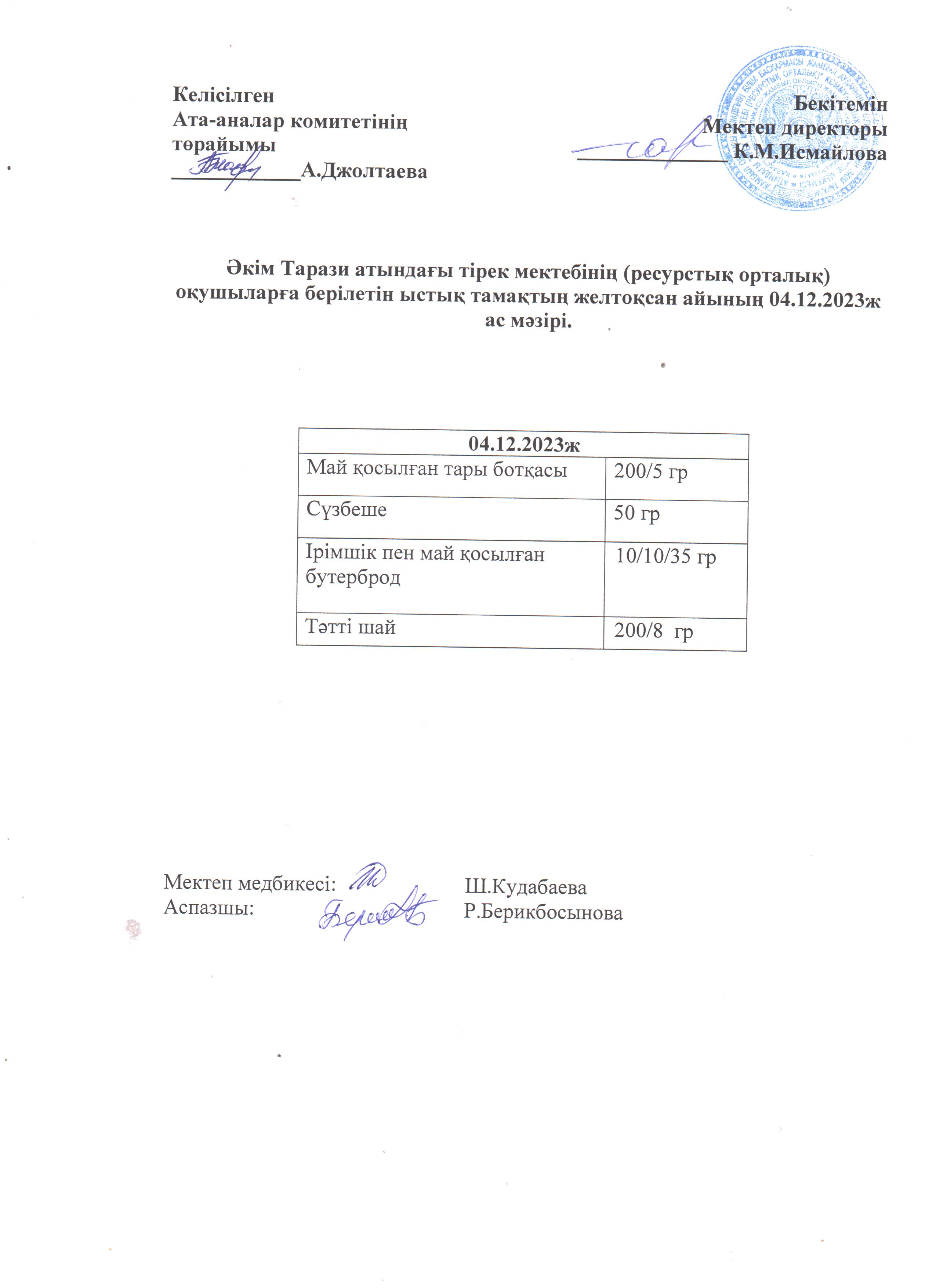 Ас мәзірі 04.12.2023ж