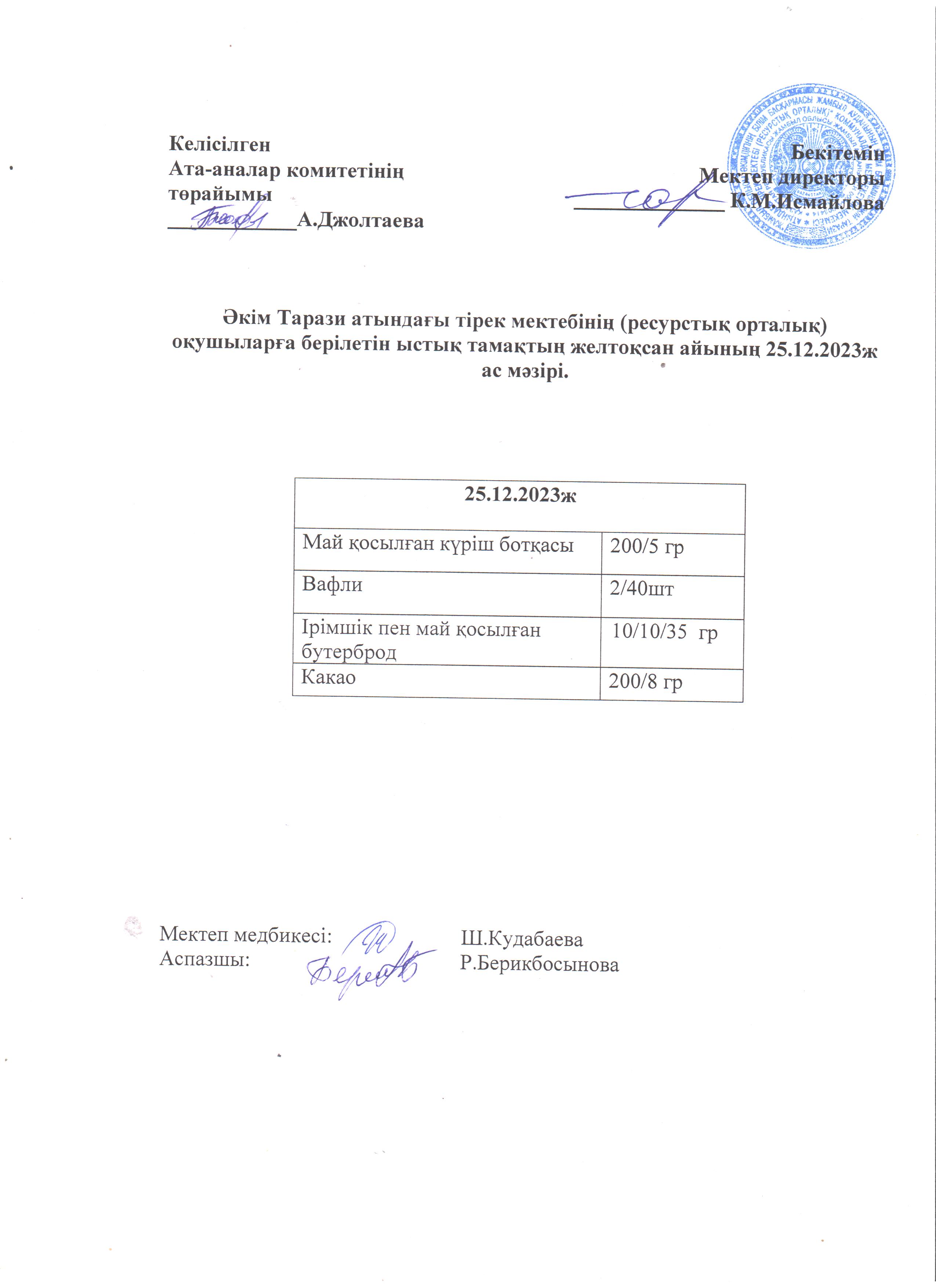 Ас мәзірі 25.12.2023ж