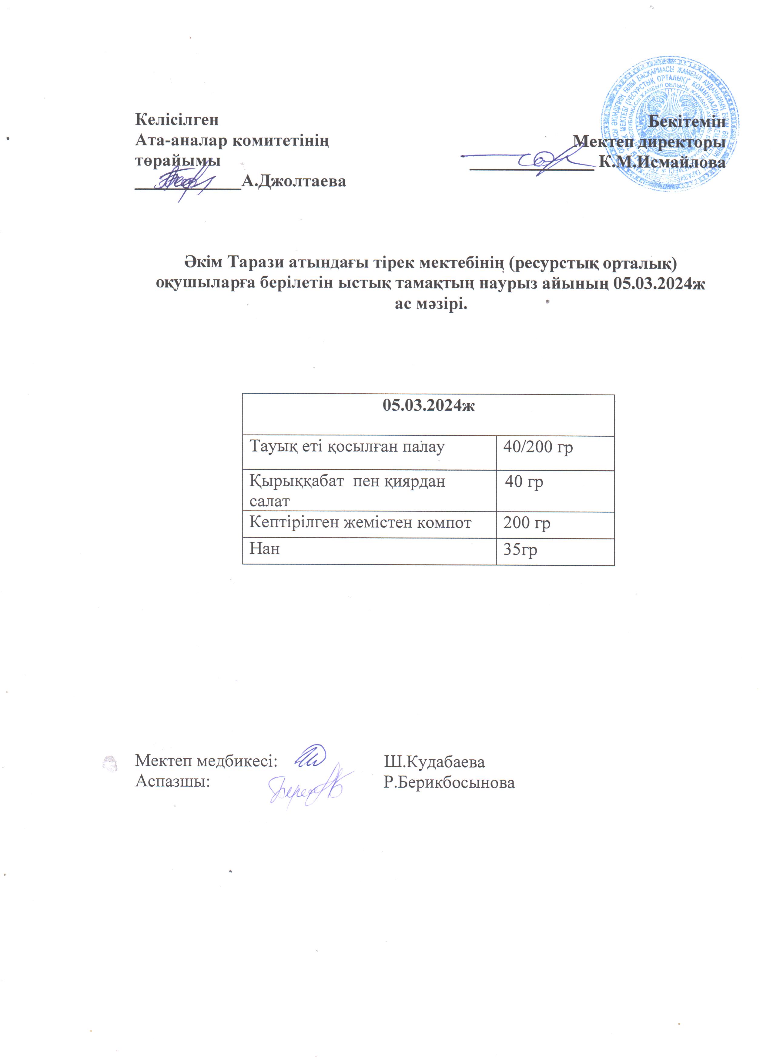 Ас мәзірі 05.03.2024ж