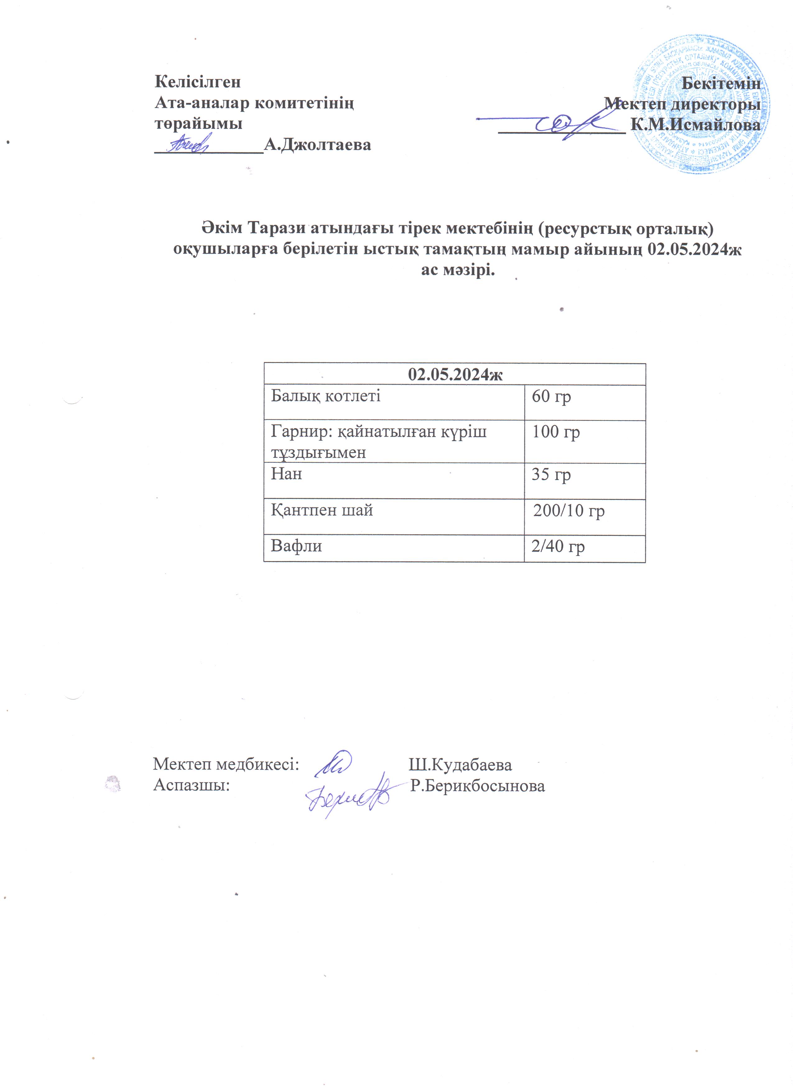 Ас мәзірі 02.05.2024ж