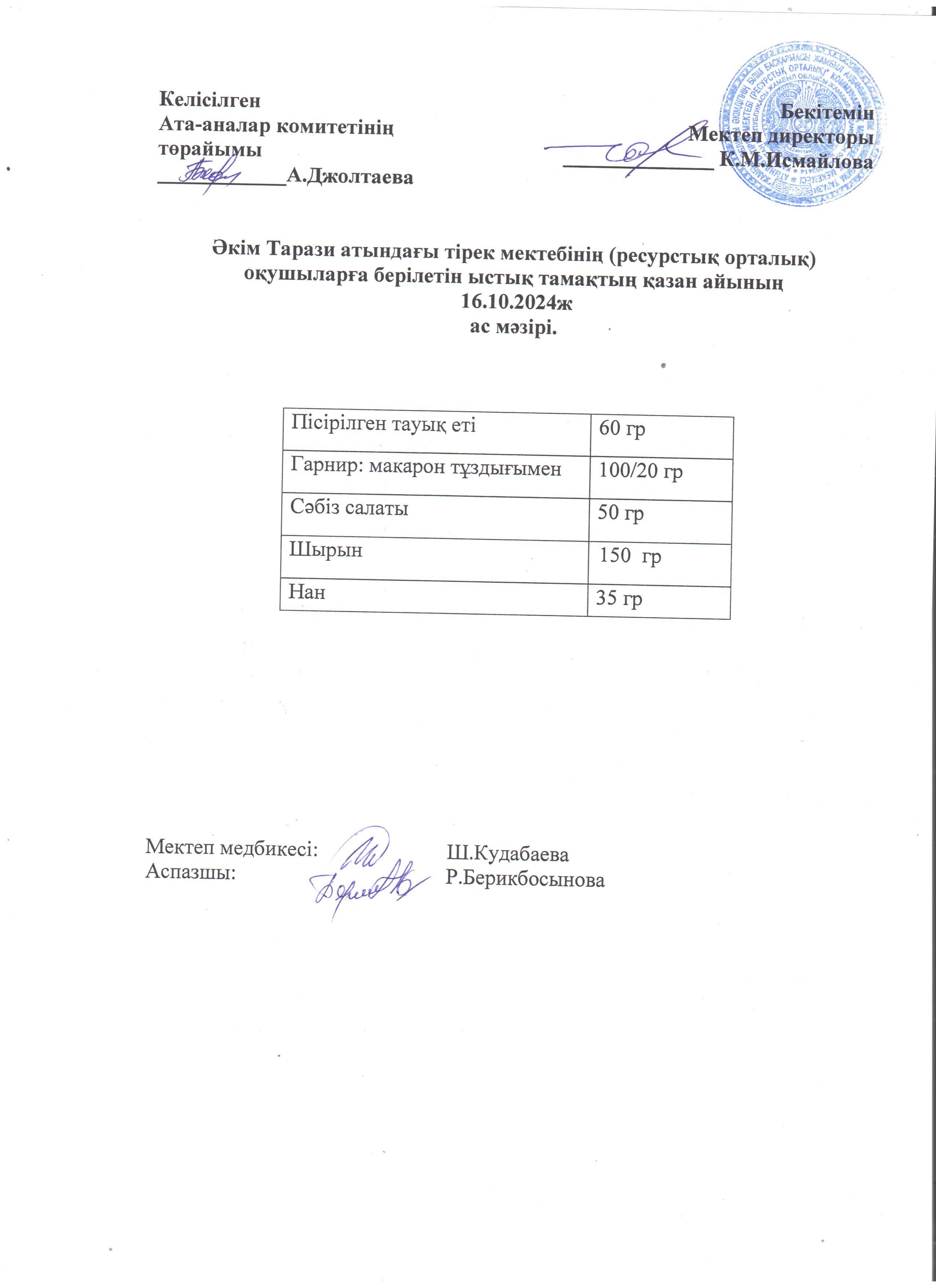 "Ас мәзірі 16.10.2024ж"
