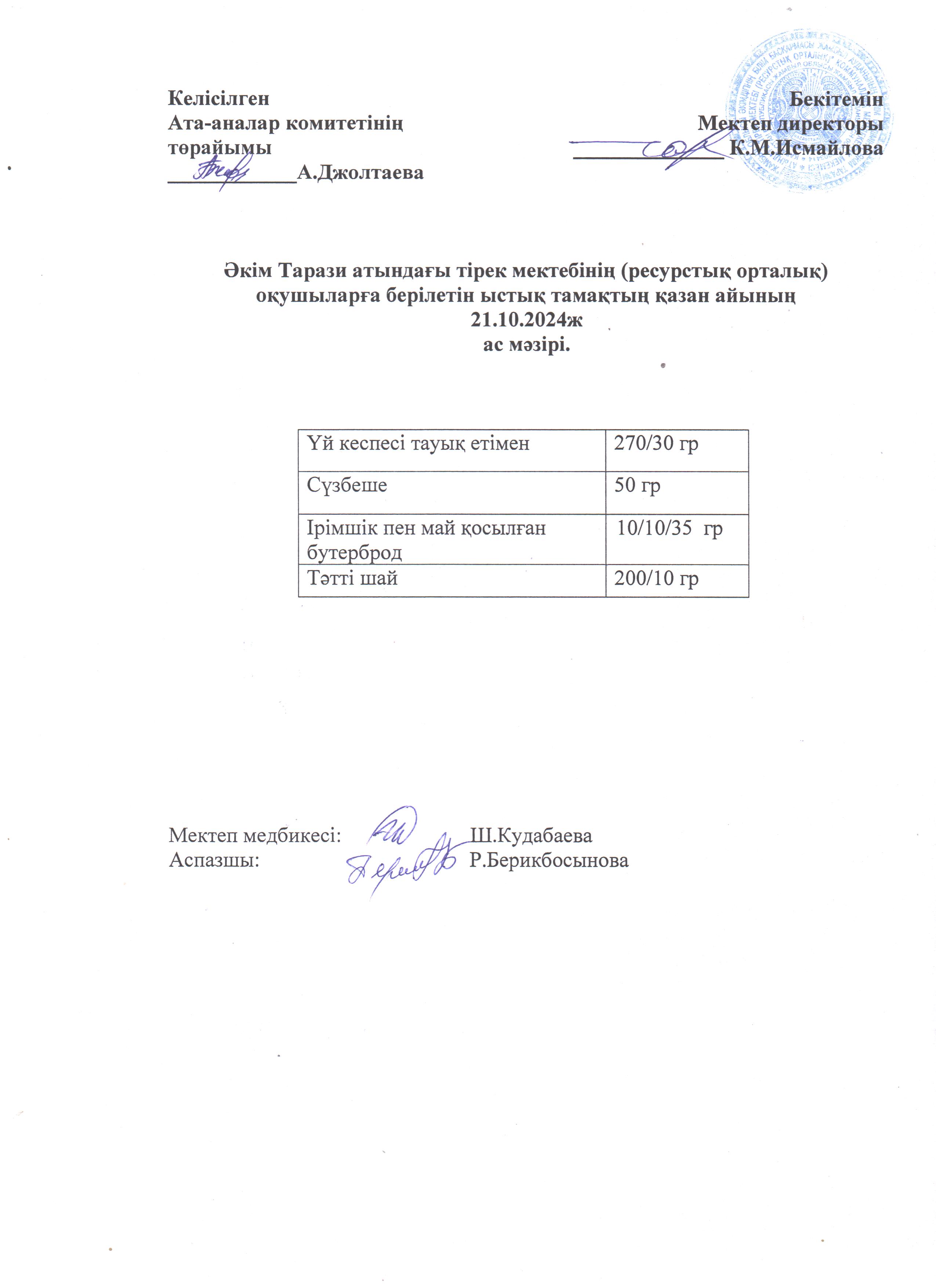 "Ас мәзірі 21.10.2024ж"