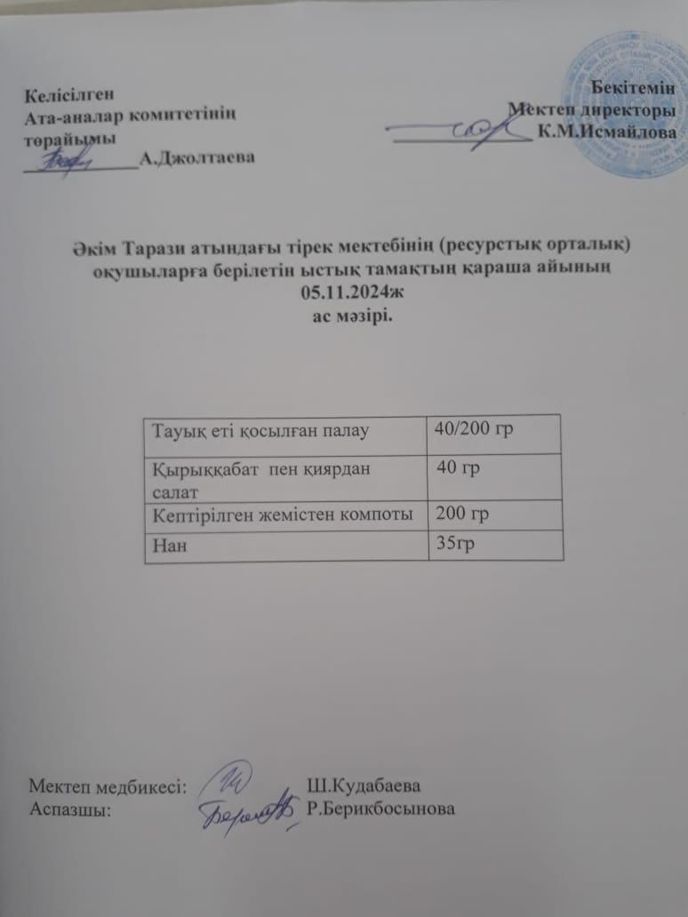 "Ас мәзірі 05.11.2024ж"
