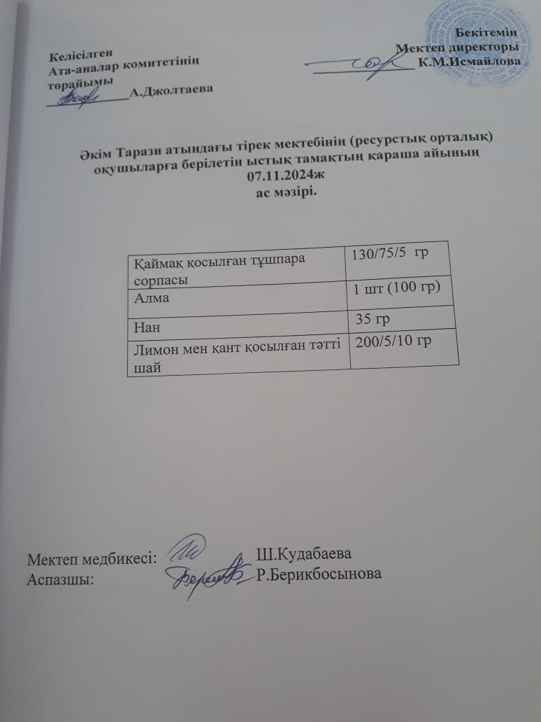 "Ас мәзірі 07.11.2024ж"
