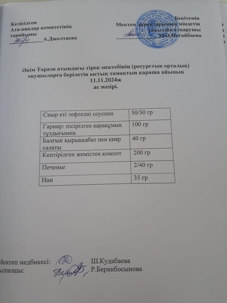 "Ас мәзірі 11.11.2024ж"