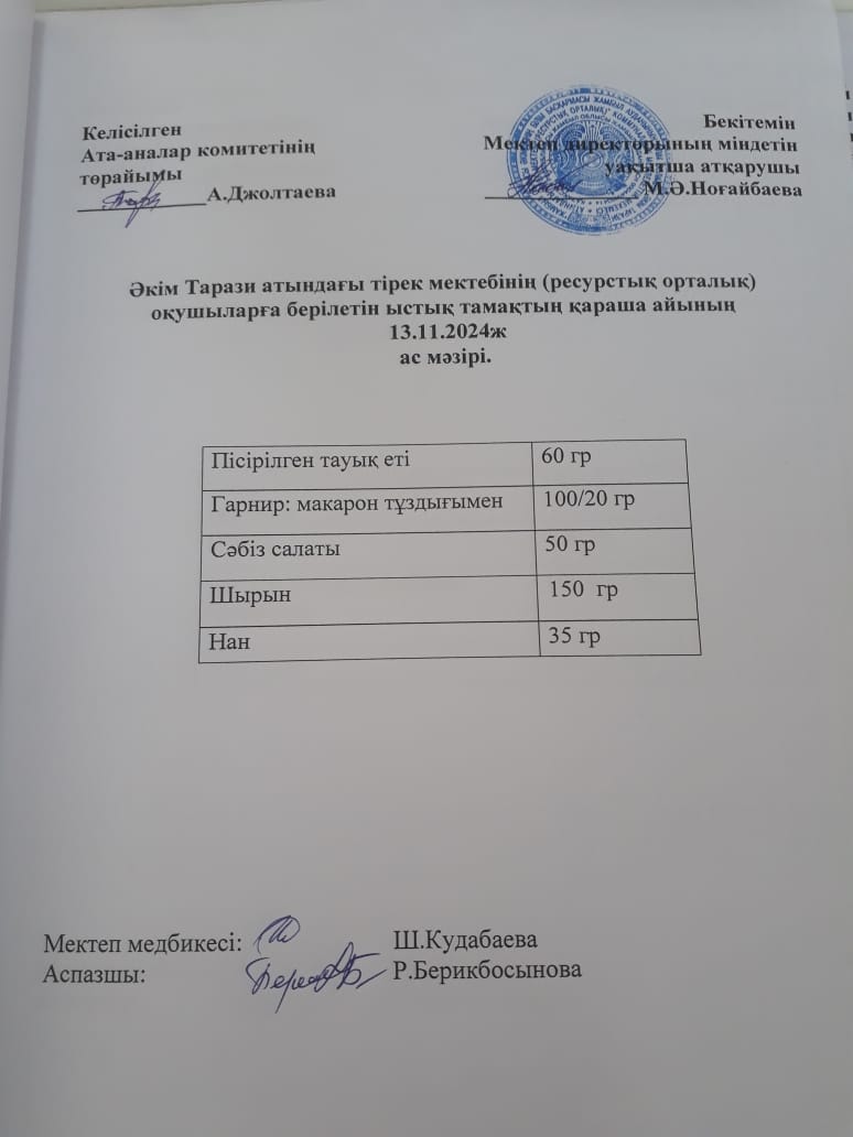 "Ас мәзірі 13.11.2024ж"