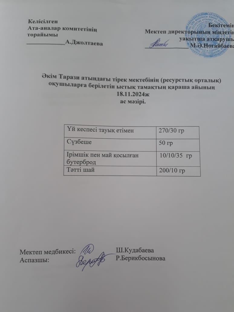 "Ас мәзірі 18.11.2024ж"