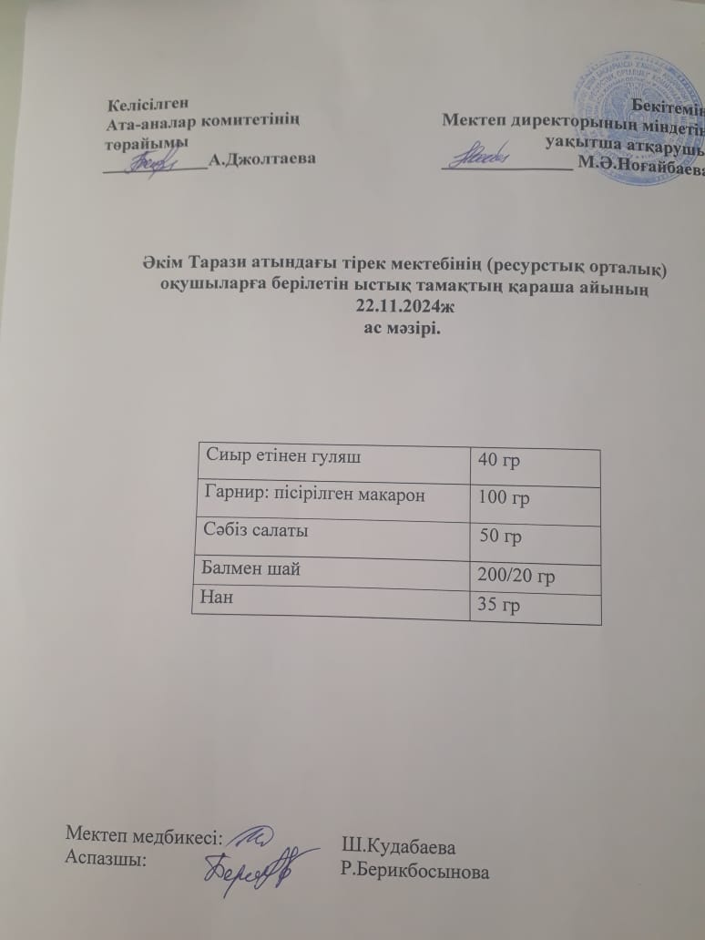 "Ас мәзірі 22.11.2024ж"