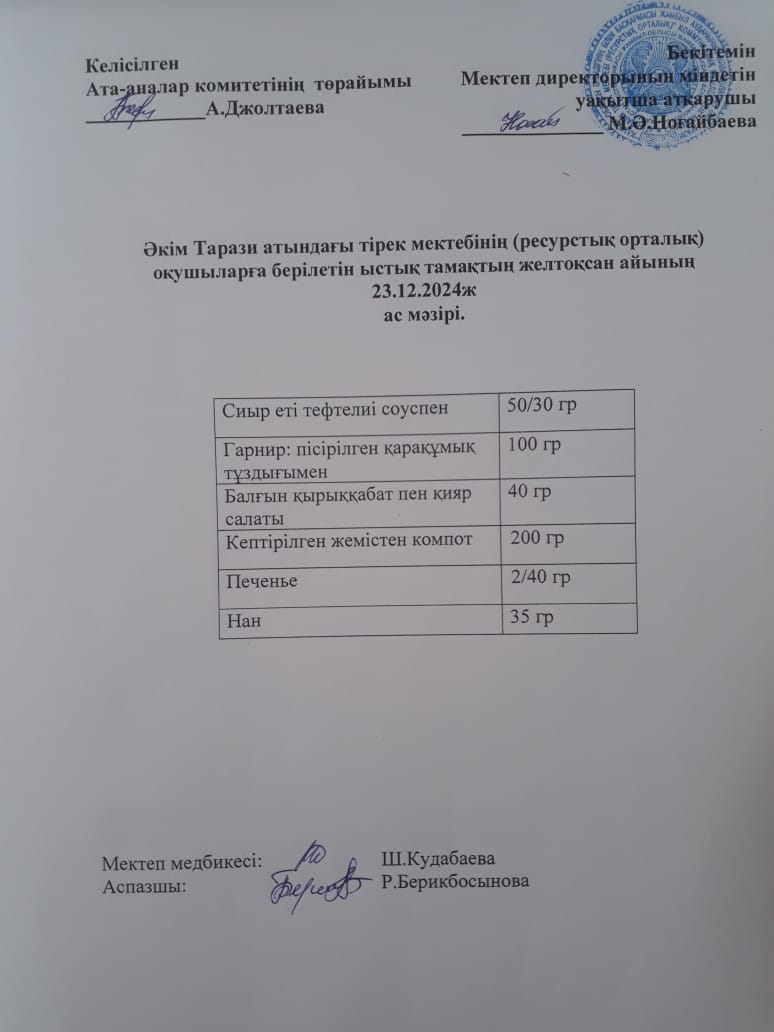 "Ас мәзірі 23.12.2024ж"